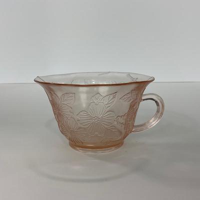 -213- GLASSWARE | Pink Dogwood Macbeth Evans Co. | Cups & Saucers