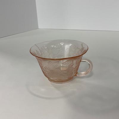 -213- GLASSWARE | Pink Dogwood Macbeth Evans Co. | Cups & Saucers