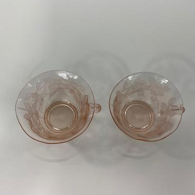 -213- GLASSWARE | Pink Dogwood Macbeth Evans Co. | Cups & Saucers