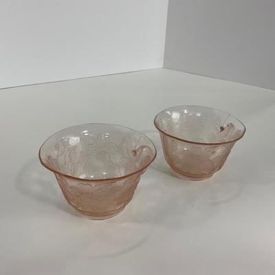 -213- GLASSWARE | Pink Dogwood Macbeth Evans Co. | Cups & Saucers