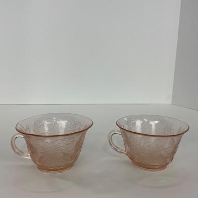 -213- GLASSWARE | Pink Dogwood Macbeth Evans Co. | Cups & Saucers