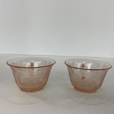 -213- GLASSWARE | Pink Dogwood Macbeth Evans Co. | Cups & Saucers