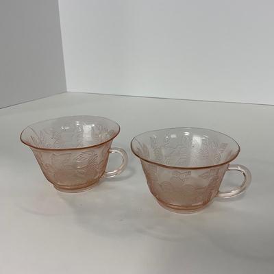 -213- GLASSWARE | Pink Dogwood Macbeth Evans Co. | Cups & Saucers