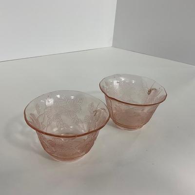 -214- GLASSWARE | Pink Dogwood Macbeth Evans Co. | Cups & Saucers