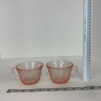-214- GLASSWARE | Pink Dogwood Macbeth Evans Co. | Cups & Saucers