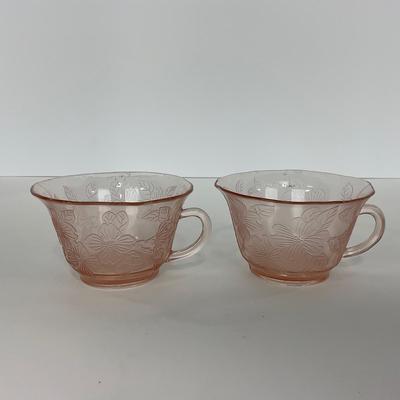 -214- GLASSWARE | Pink Dogwood Macbeth Evans Co. | Cups & Saucers