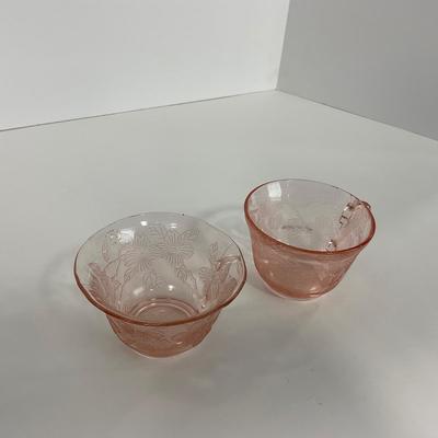 -214- GLASSWARE | Pink Dogwood Macbeth Evans Co. | Cups & Saucers