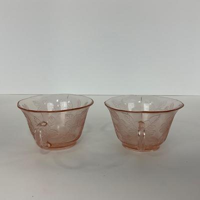 -214- GLASSWARE | Pink Dogwood Macbeth Evans Co. | Cups & Saucers