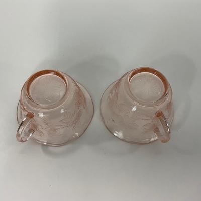 -214- GLASSWARE | Pink Dogwood Macbeth Evans Co. | Cups & Saucers