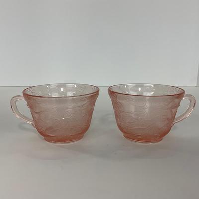 -214- GLASSWARE | Pink Dogwood Macbeth Evans Co. | Cups & Saucers