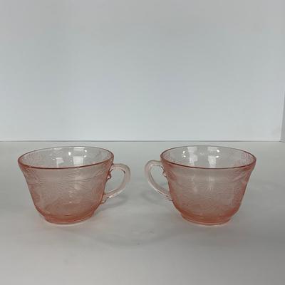 -214- GLASSWARE | Pink Dogwood Macbeth Evans Co. | Cups & Saucers
