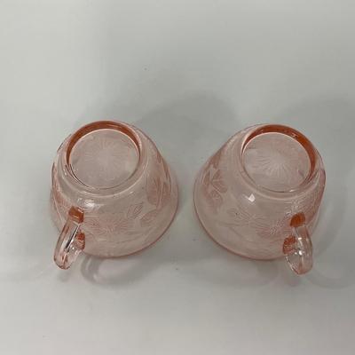 -214- GLASSWARE | Pink Dogwood Macbeth Evans Co. | Cups & Saucers