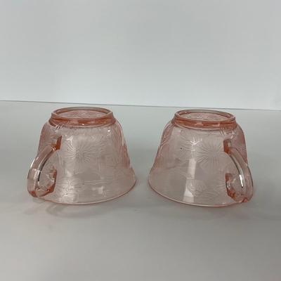 -214- GLASSWARE | Pink Dogwood Macbeth Evans Co. | Cups & Saucers