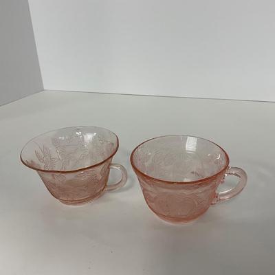 -214- GLASSWARE | Pink Dogwood Macbeth Evans Co. | Cups & Saucers