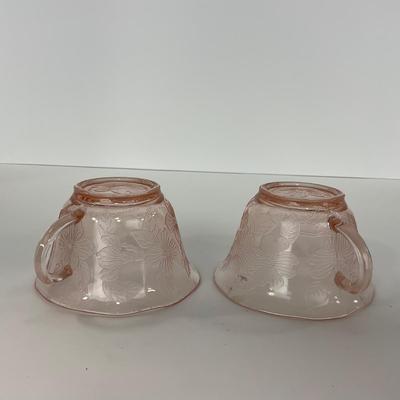 -214- GLASSWARE | Pink Dogwood Macbeth Evans Co. | Cups & Saucers