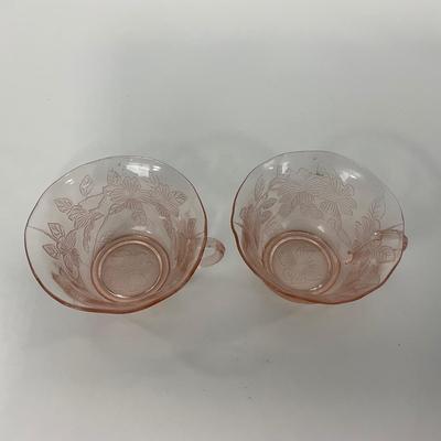 -214- GLASSWARE | Pink Dogwood Macbeth Evans Co. | Cups & Saucers