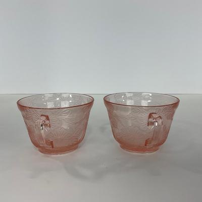 -214- GLASSWARE | Pink Dogwood Macbeth Evans Co. | Cups & Saucers