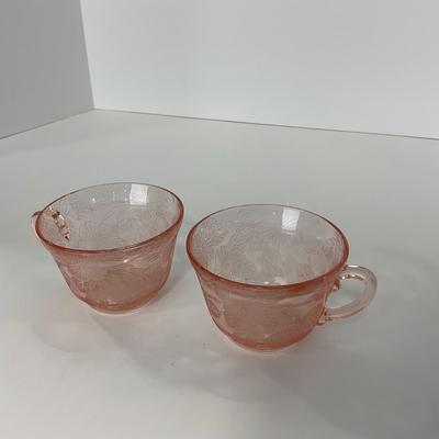 -214- GLASSWARE | Pink Dogwood Macbeth Evans Co. | Cups & Saucers
