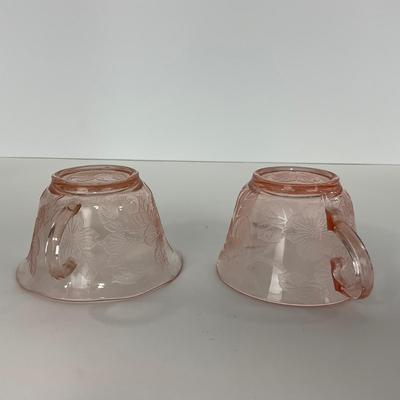 -214- GLASSWARE | Pink Dogwood Macbeth Evans Co. | Cups & Saucers