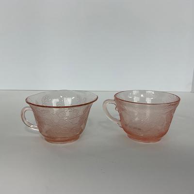 -214- GLASSWARE | Pink Dogwood Macbeth Evans Co. | Cups & Saucers