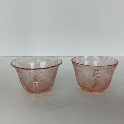 -214- GLASSWARE | Pink Dogwood Macbeth Evans Co. | Cups & Saucers