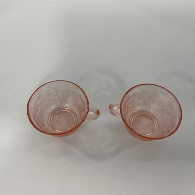 -214- GLASSWARE | Pink Dogwood Macbeth Evans Co. | Cups & Saucers