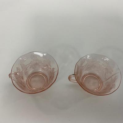 -214- GLASSWARE | Pink Dogwood Macbeth Evans Co. | Cups & Saucers