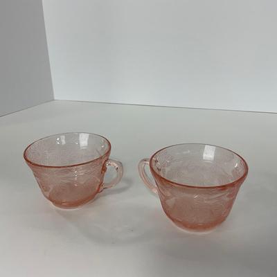 -214- GLASSWARE | Pink Dogwood Macbeth Evans Co. | Cups & Saucers