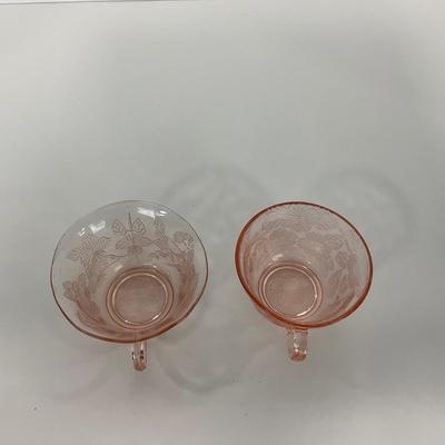 -214- GLASSWARE | Pink Dogwood Macbeth Evans Co. | Cups & Saucers