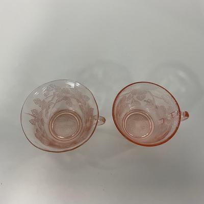 -214- GLASSWARE | Pink Dogwood Macbeth Evans Co. | Cups & Saucers