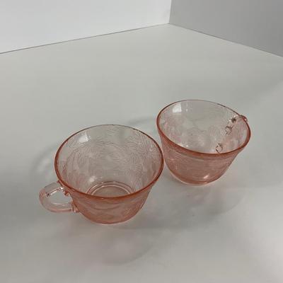 -214- GLASSWARE | Pink Dogwood Macbeth Evans Co. | Cups & Saucers
