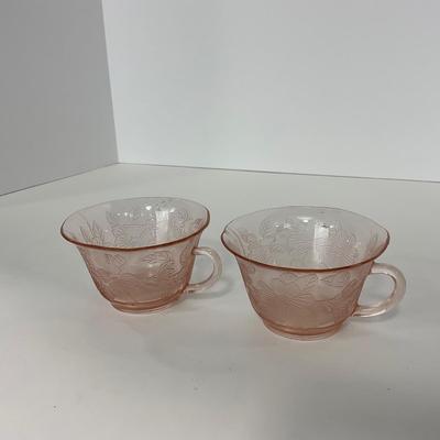 -214- GLASSWARE | Pink Dogwood Macbeth Evans Co. | Cups & Saucers