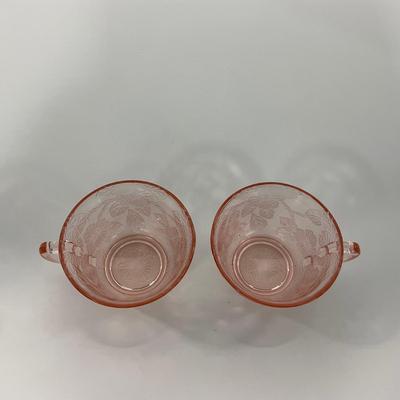 -214- GLASSWARE | Pink Dogwood Macbeth Evans Co. | Cups & Saucers