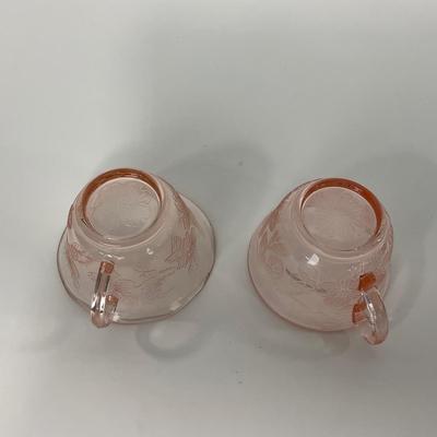 -214- GLASSWARE | Pink Dogwood Macbeth Evans Co. | Cups & Saucers