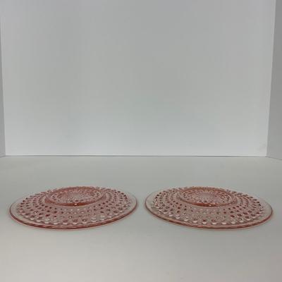 -216- GLASSWARE | Pink Hobnail Hocking Glass Co. | Cups & Saucers