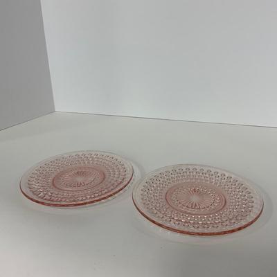 -216- GLASSWARE | Pink Hobnail Hocking Glass Co. | Cups & Saucers