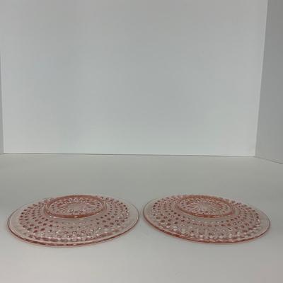 -216- GLASSWARE | Pink Hobnail Hocking Glass Co. | Cups & Saucers