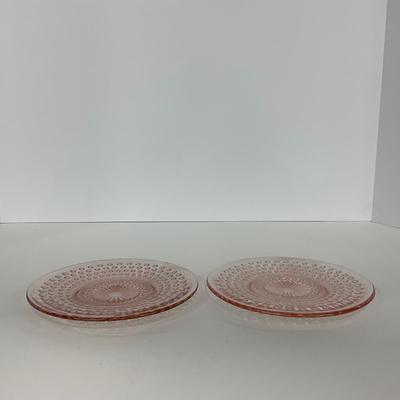 -216- GLASSWARE | Pink Hobnail Hocking Glass Co. | Cups & Saucers