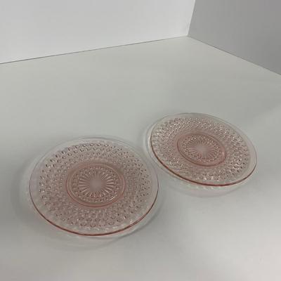 -216- GLASSWARE | Pink Hobnail Hocking Glass Co. | Cups & Saucers