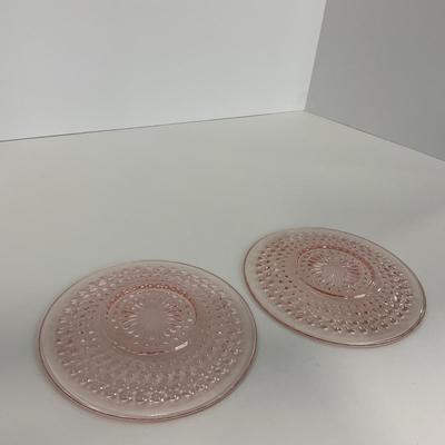 -216- GLASSWARE | Pink Hobnail Hocking Glass Co. | Cups & Saucers