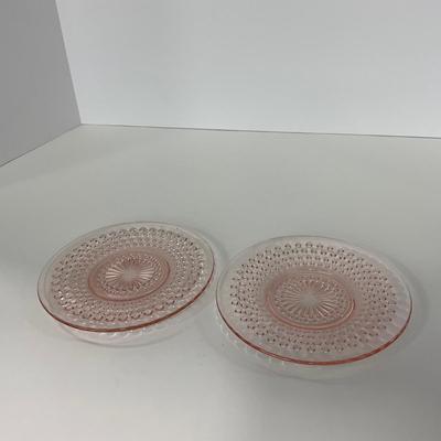-216- GLASSWARE | Pink Hobnail Hocking Glass Co. | Cups & Saucers