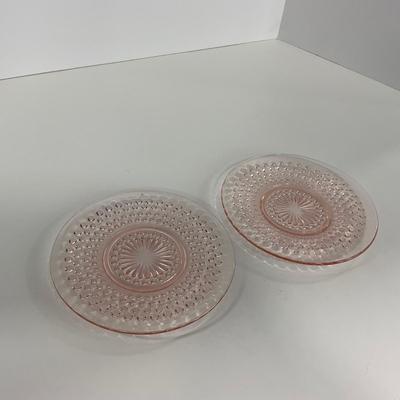-216- GLASSWARE | Pink Hobnail Hocking Glass Co. | Cups & Saucers