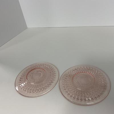 -216- GLASSWARE | Pink Hobnail Hocking Glass Co. | Cups & Saucers