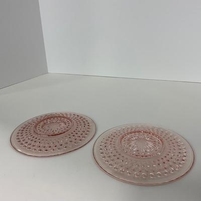 -216- GLASSWARE | Pink Hobnail Hocking Glass Co. | Cups & Saucers