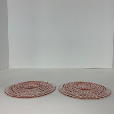 -216- GLASSWARE | Pink Hobnail Hocking Glass Co. | Cups & Saucers