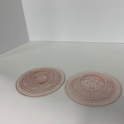 -216- GLASSWARE | Pink Hobnail Hocking Glass Co. | Cups & Saucers