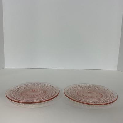 -216- GLASSWARE | Pink Hobnail Hocking Glass Co. | Cups & Saucers