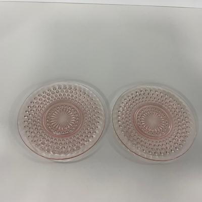 -216- GLASSWARE | Pink Hobnail Hocking Glass Co. | Cups & Saucers