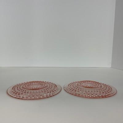 -216- GLASSWARE | Pink Hobnail Hocking Glass Co. | Cups & Saucers