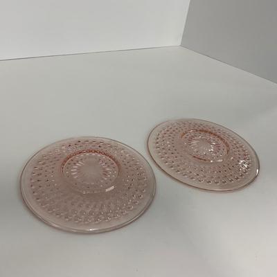 -216- GLASSWARE | Pink Hobnail Hocking Glass Co. | Cups & Saucers